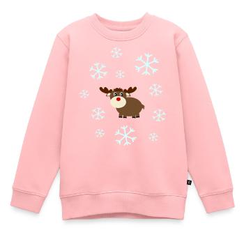 Rentier im Schnee Elche Schneeflocke Weihnachten - Kinder Premium Organic Sweatshirt - Rosa - Vorne - AI Model Kid Female (0cm)