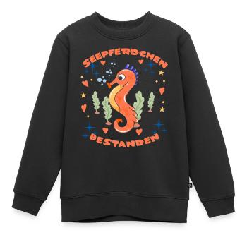 Seepferdchen Bestanden - Kinder Premium Organic Sweatshirt - Schwarz - Vorne - AI Model Kid Female (0cm)