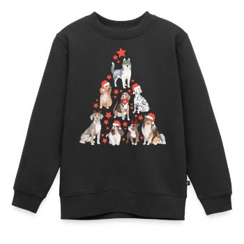 Weihnachten Hunde Weihnachtsbaum Sterne Geschenk - Kinder Premium Organic Sweatshirt - Schwarz - Vorne - AI Model Kid Female (0cm)
