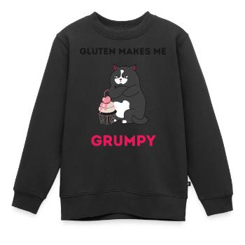Gluten macht mich mürrisch (glutenfrei, Zöliakie) - Kinder Premium Organic Sweatshirt - Schwarz - Vorne - AI Model Kid Female (0cm)