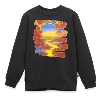 Fluss Wolken bunt - Kinder Premium Organic Sweatshirt - Schwarz - Vorne - AI Model Kid Female (0cm)