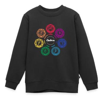 Chakra - Sweat Premium enfant bio - noir - Devant - AI Model Kid Female (0cm)