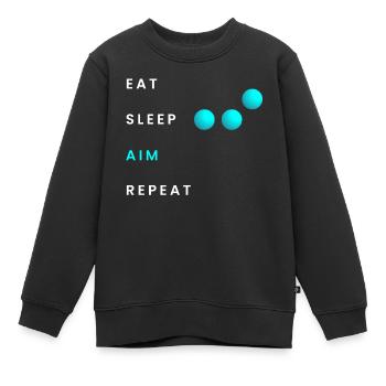 Manger Sommeil Objectif Répéter - Sweat Premium enfant bio - noir - Devant - AI Model Kid Female (0cm)