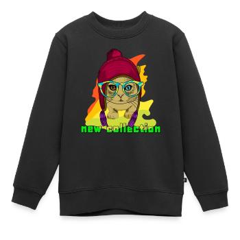 Nouvelle collection Cat - Sweat Premium enfant bio - noir - Devant - AI Model Kid Female (0cm)