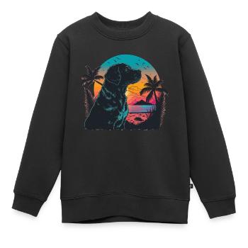 Seaside Time Labrador Retriever Vaporwave - Kids Premium Organic Sweatshirt - black - Front - AI Model Kid Female (0cm)