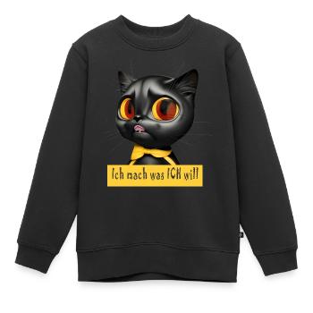 iMachWas Cat - Sweat Premium enfant bio - noir - Devant - AI Model Kid Female (0cm)