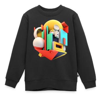 3D - Kinder Premium Organic Sweatshirt - Schwarz - Vorne - AI Model Kid Female (0cm)