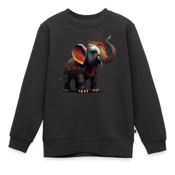 Le bonheur des éléphants - Sweat Premium enfant bio - noir - Devant - AI Model Kid Female (0cm)