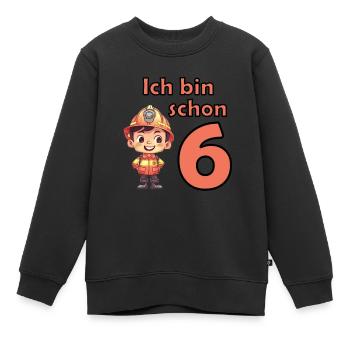 Feuerwehr Kindergeburtstag für 6. Geburtstagsparty - Kinder Premium Organic Sweatshirt - Schwarz - Vorne - AI Model Kid Female (0cm)
