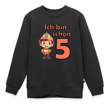Feuerwehr Kindergeburtstag für 5. Geburtstagsparty - Kinder Premium Organic Sweatshirt - Schwarz - Vorne - AI Model Kid Female (0cm)