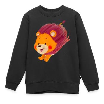 Lio Löwe springt - Kinder Premium Organic Sweatshirt - Schwarz - Vorne - AI Model Kid Female (0cm)