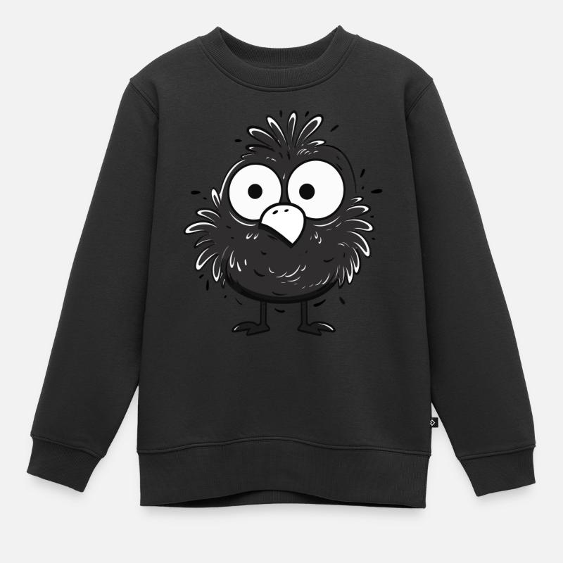 Netter kleiner schwarzer Vogel - Kinder Premium Organic Sweatshirt - Schwarz