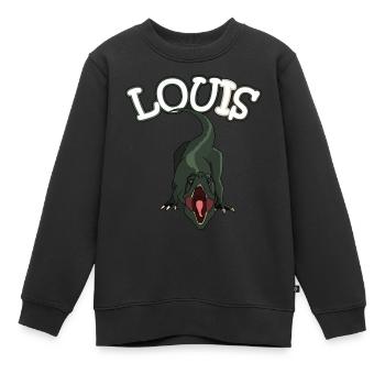 Dinosaure maléfique / Louis Motif - Sweat Premium enfant bio - noir - Devant - AI Model Kid Female (0cm)