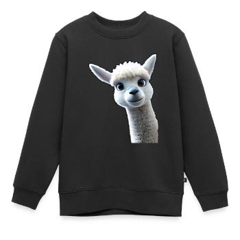 Alpaga curieux - Sweat Premium enfant bio - noir - Devant - AI Model Kid Female (0cm)