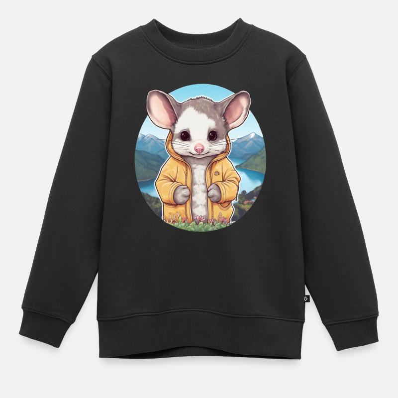 Opossum doux - Sweat Premium enfant bio - noir