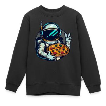 Astronaute avec un design d’espace de pizza salami - Sweat Premium enfant bio - noir - Devant - AI Model Kid Female (0cm)