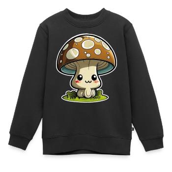Drôle de champignon de dessin animé - Sweat Premium enfant bio - noir - Devant - AI Model Kid Female (0cm)
