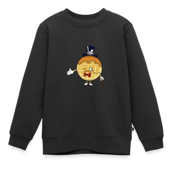 Gaufre - Sweat Premium enfant bio - noir - Devant - AI Model Kid Female (0cm)