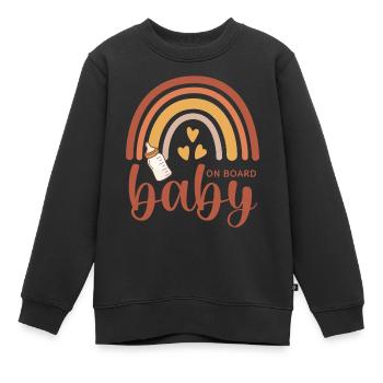Boho Regenbogen Herzen Babyflasche Baby on Board - Kinder Premium Organic Sweatshirt - Schwarz - Vorne - AI Model Kid Female (0cm)