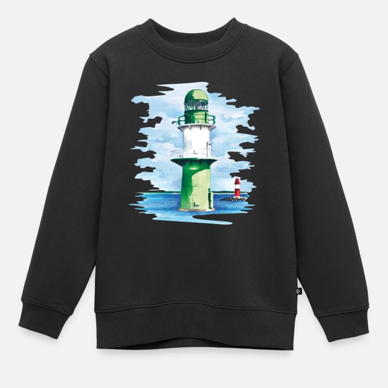 Warnemünde Lighthouse - Kids Premium Organic Sweatshirt - black