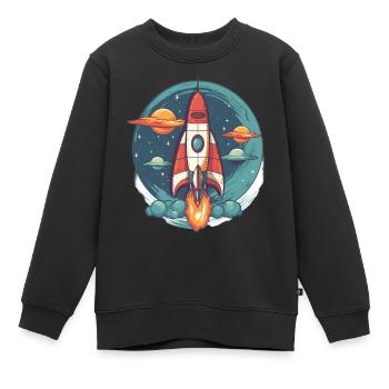 Whimsy Rocket: Galaktisches Abenteuer! - Kinder Premium Organic Sweatshirt - Schwarz - Vorne - AI Model Kid Female (0cm)