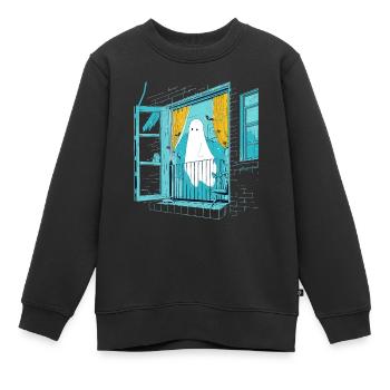 Fantôme effrayant dans la fenêtre, boo dans la fenêtre - Sweat Premium enfant bio - noir - Devant - AI Model Kid Female (0cm)