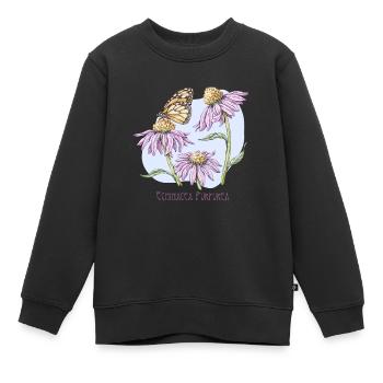 Botanische Zeichnung des violetten Sonnenhuts - Kinder Premium Organic Sweatshirt - Schwarz - Vorne - AI Model Kid Female (0cm)