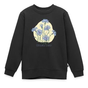 bleuet, dessin botanique - Sweat Premium enfant bio - noir - Devant - AI Model Kid Female (0cm)