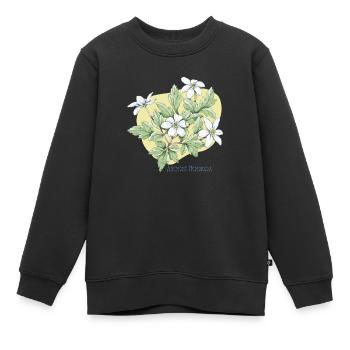 Dessin botanique de l’anémone - Sweat Premium enfant bio - noir - Devant - AI Model Kid Female (0cm)
