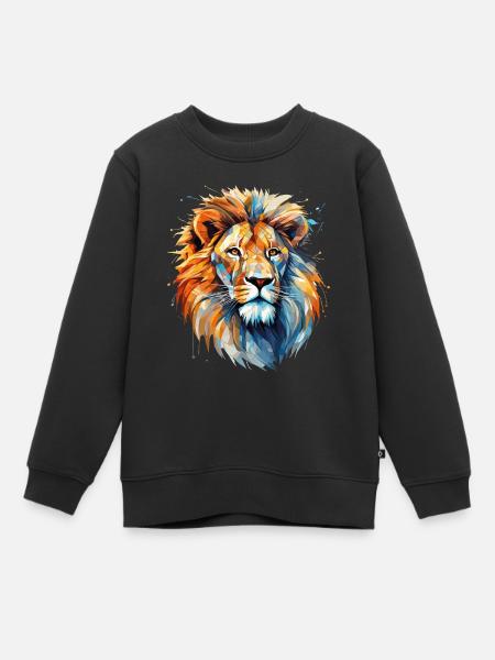 Löwe Löwenkopf Tier Geometrisch Bunt Kunst Motiv - Kinder Premium Organic Sweatshirt - Schwarz