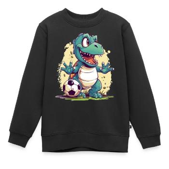 Dinosaurier Fußball - Kinder Premium Organic Sweatshirt - Schwarz - Vorne - AI Model Kid Female (0cm)