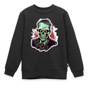 Zombie d’Halloween - Sweat Premium enfant bio - noir - Devant - AI Model Kid Female (0cm)