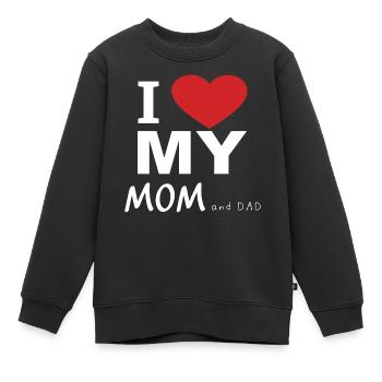 I Love my Mom and Dad - Kinder Premium Organic Sweatshirt - Schwarz - Vorne - AI Model Kid Female (0cm)