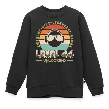 Stufe 44 - Kinder Premium Organic Sweatshirt - Schwarz - Vorne - AI Model Kid Female (0cm)