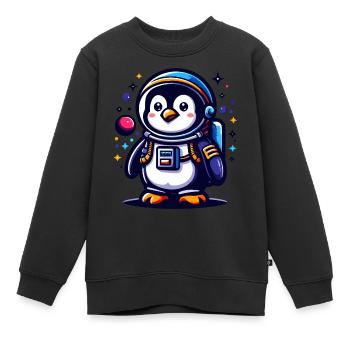 Weltraum Pinguin - Kinder Premium Organic Sweatshirt - Schwarz - Vorne - AI Model Kid Female (0cm)