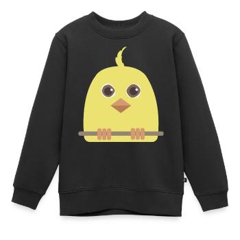 Canari jaune - Sweat Premium enfant bio - noir - Devant - AI Model Kid Female (0cm)