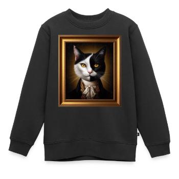 Porträt einer selbstbewussten Katze - Kinder Premium Organic Sweatshirt - Schwarz - Vorne - AI Model Kid Female (0cm)
