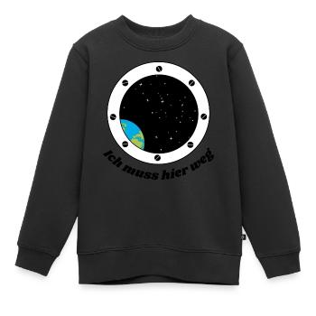 Weltraum Erde im Raumschiff - Kinder Premium Organic Sweatshirt - Schwarz - Vorne - AI Model Kid Female (0cm)