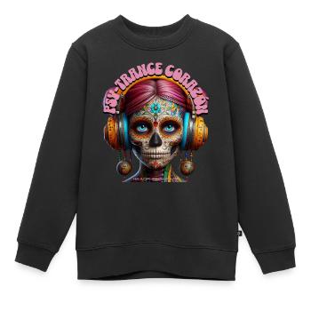 PSY-TRANCE CORAZÓN - Cool Woman with Headphones! - Kids Premium Organic Sweatshirt - black - Front - AI Model Kid Female (0cm)