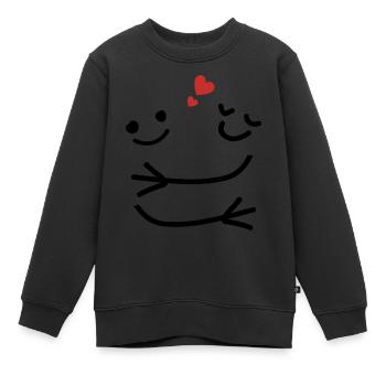 Un câlin amoureux -idée cadeau saint Valentin - Sweat Premium enfant bio - noir - Devant - AI Model Kid Female (0cm)