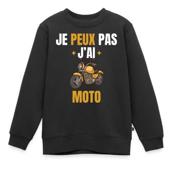 Je peux pas j'ai moto - Sweat Premium enfant bio - noir - Devant - AI Model Kid Female (0cm)