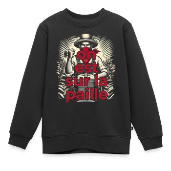 On est sur la paille - Sweat Premium enfant bio - noir - Devant - AI Model Kid Female (0cm)