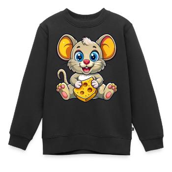 Käse liebende Maus - Kinder Premium Organic Sweatshirt - Schwarz - Vorne - AI Model Kid Female (0cm)