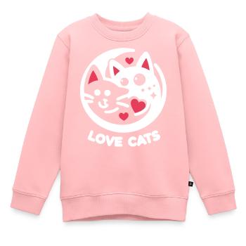 Minimalistische Katzenliebe: Zwei liebende Katzen - Kinder Premium Organic Sweatshirt - Rosa - Vorne - AI Model Kid Female (0cm)