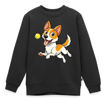 Energischer Spielzeug Foxterrier holen Tennisball Kunst - Kinder Premium Organic Sweatshirt - Schwarz - Vorne - AI Model Kid Female (0cm)