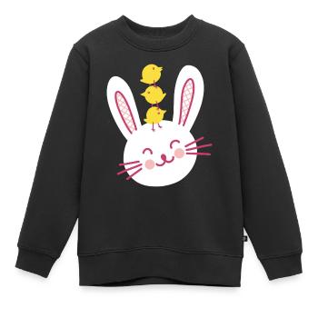 Osterhase und drei süße Küken - Kinder Premium Organic Sweatshirt - Schwarz - Vorne - AI Model Kid Female (0cm)