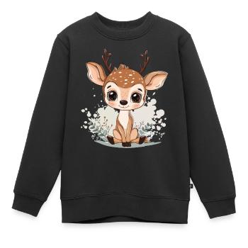 Rehkitz - Kinder Premium Organic Sweatshirt - Schwarz - Vorne - AI Model Kid Female (0cm)