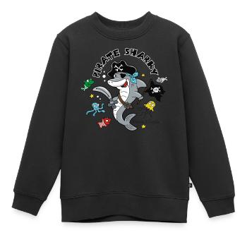Pirate Sharky - Sweat Premium enfant bio - noir - Devant - AI Model Kid Female (0cm)