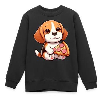 Pizza au salami pour chien Beagle - Sweat Premium enfant bio - noir - Devant - AI Model Kid Female (0cm)