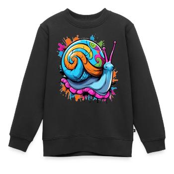 Partyschnecke bunte Weinbergschnecke - Kinder Premium Organic Sweatshirt - Schwarz - Vorne - AI Model Kid Female (0cm)